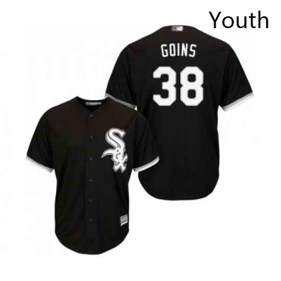 Youth Chicago White Sox 38 Ryan Goins Replica Black Alternate Home Cool Base Baseball Jersey